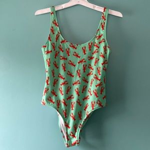 Size Medium Me Undies mint and red lobster one piece swimsuit